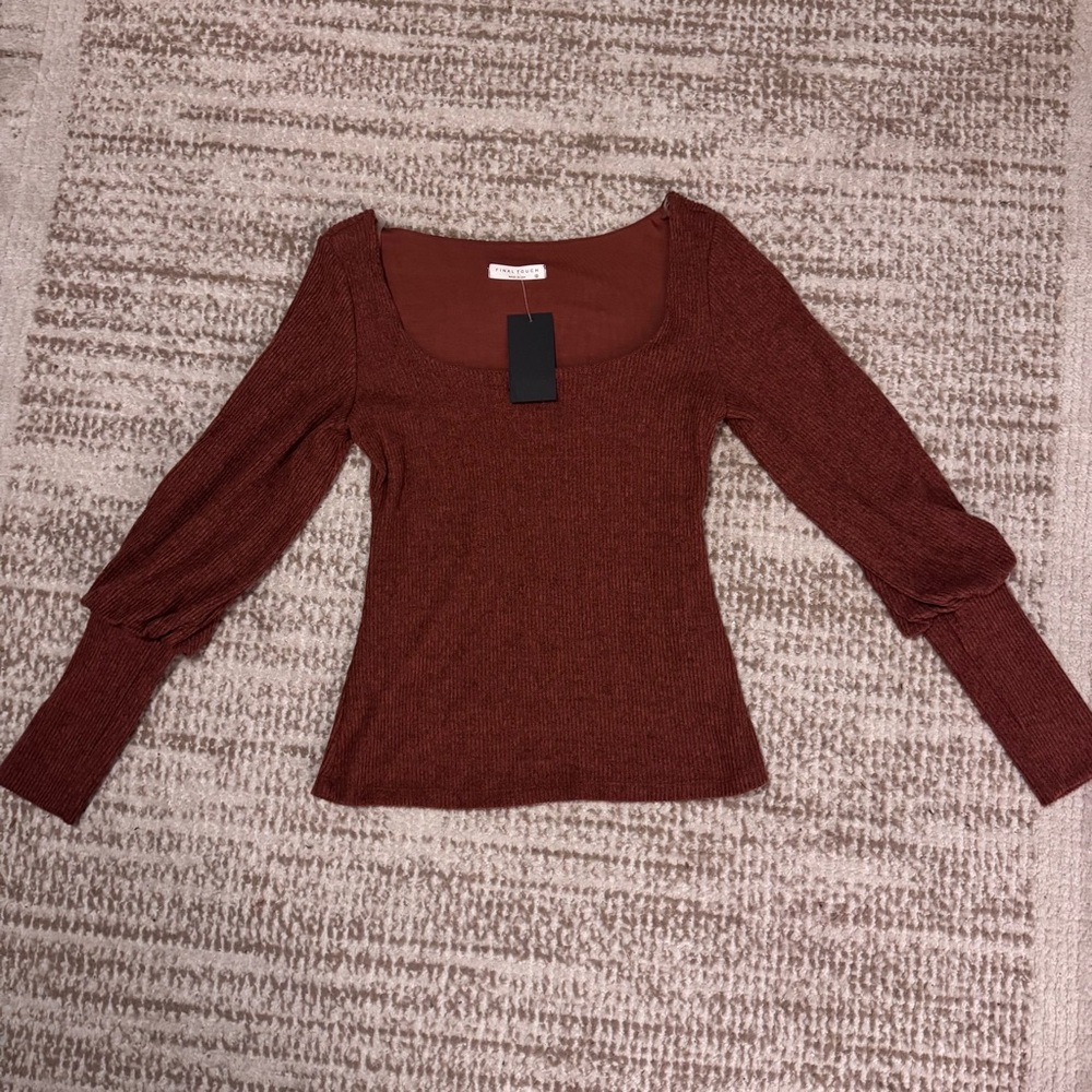 Final Touch Rust Square Neck Blouse